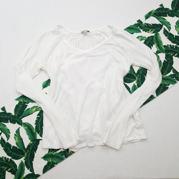 Lucky Brand Tops - Lucky Brand Waffle Knit Tulip Hem Pullover Top